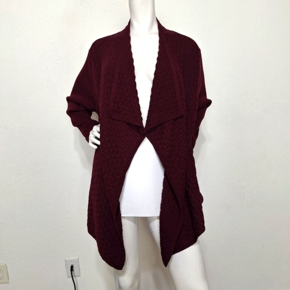 Chaus "NEW" Burgundy Classic Timeless Waterfall One Button Cardigan Size  XL